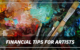 Art canvas with pain brushes and paints relating to financial tips for artists